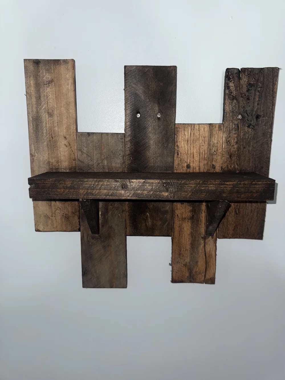 Reclaimed Wood Wall Shelf in Dark Brown - Home Wall Decor